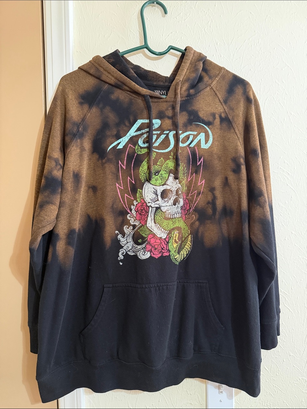 Brown and Black Tie-Dye Graphic Crewneck Hoodie